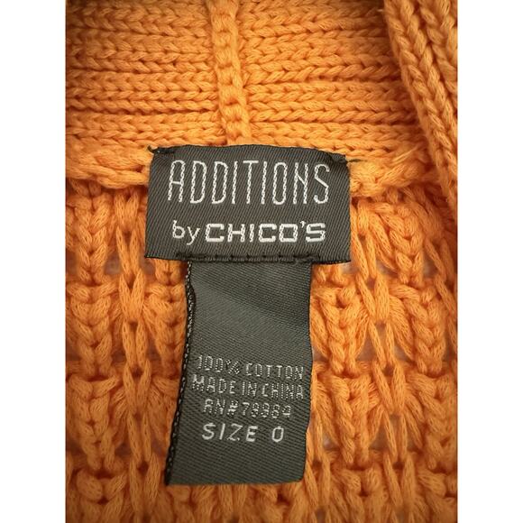 Chicos Pumpkin Orange Chunky Knit Fall Cotton Short Sleeve Cardigan M layering - Picture 3 of 5